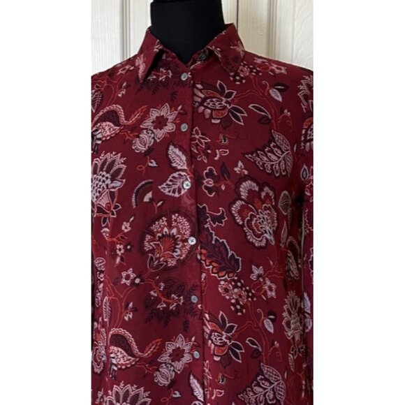 Women's LOFT Outlet Petite Sheer Collared Floral Blouse 100% Polyester Size SP - Picture 3 of 14